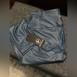 90 Degree By Reflex faux leather Blue Active Leggings